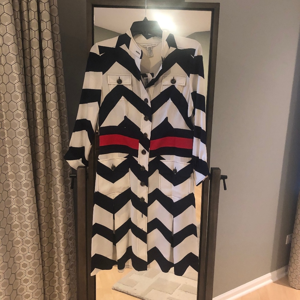 Diane von Furstenberg Navy & White Pattern Dress
